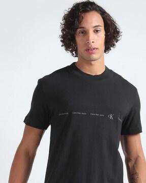 men repeat logo print regular fit crew-neck t-shirt