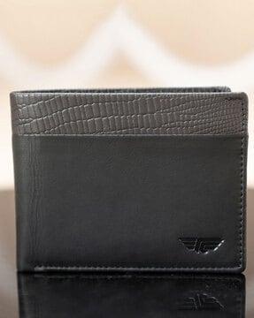 men reptilian pattern genuine leather bi-fold wallet