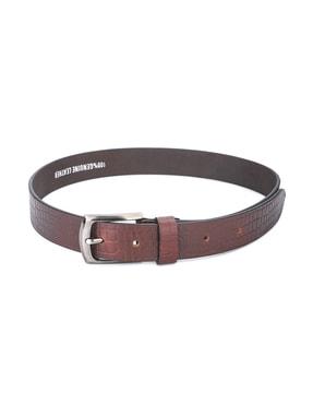 men reptilian pattern slim belt with buckle closure