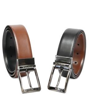 men reversible belt with buckle closure