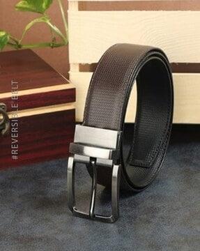 men reversible belt with buckle closure