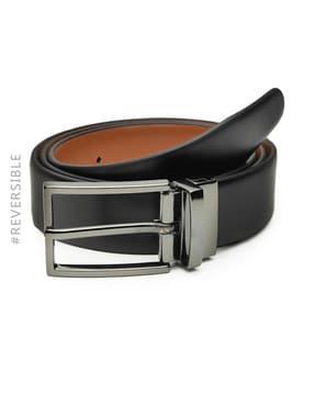 men reversible belt with tang-buckle closure