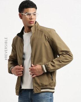 men reversible slim fit bomber jacket