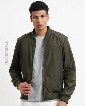 men reversible slim fit bomber jacket