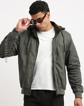 men reversible slim fit bomber jacket