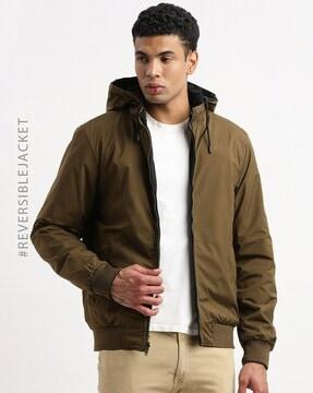 men reversible slim fit bomber jacket