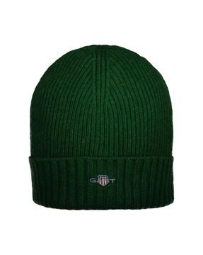 men ribbed beanie with upturned hem