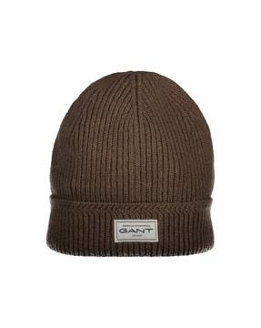 men ribbed beanie with upturned hem