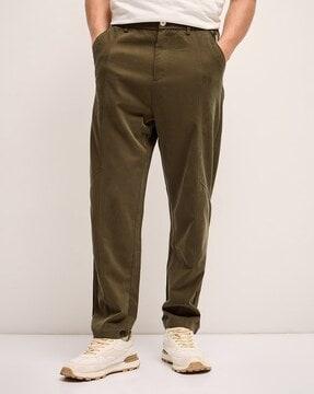 men ribbed flat-front pants