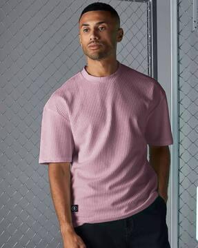 men ribbed oversized crew-neck t-shirt