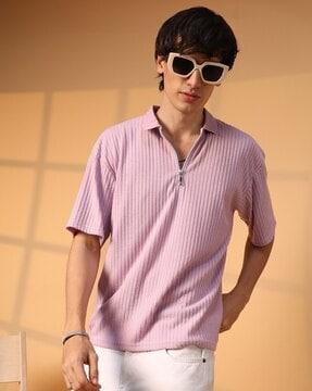 men ribbed polo t-shirt