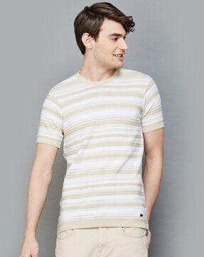 men ribbed regular fit crew-neck t-shirt