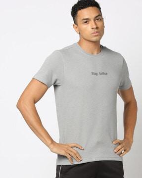 men ribbed regular fit crew-neck t-shirt