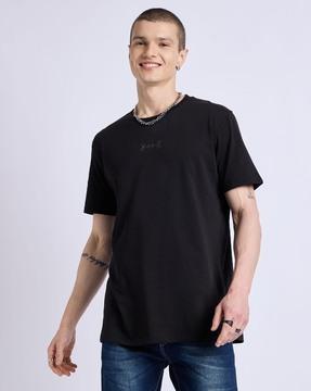 men ribbed regular fit crew-neck t-shirt