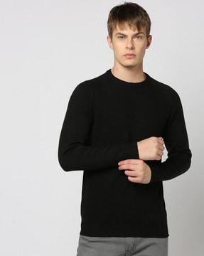 men ribbed regular fit crew-neck t-shirt