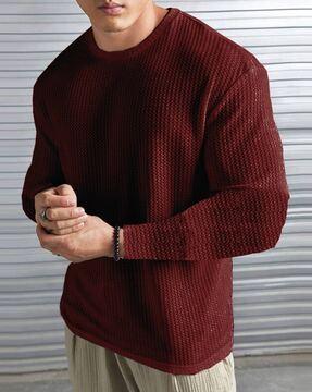 men ribbed regular fit crew-neck t-shirt