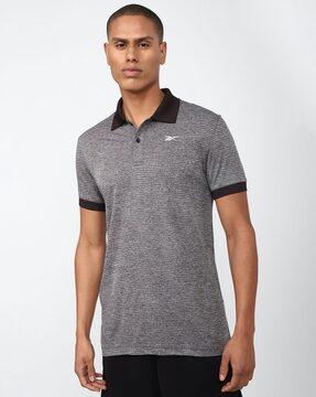 men ribbed regular fit polo t-shirt