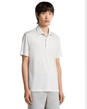 men ribbed regular fit polo t-shirt