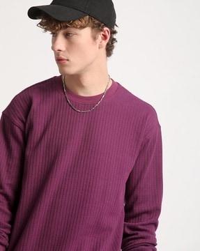 men ribbed relaxed fit sweatshirt