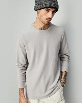 men ribbed round-neck t-shirt