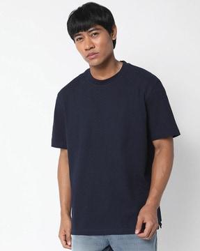 men ribbed round-neck t-shirt