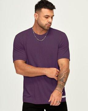 men ribbed round-neck t-shirt