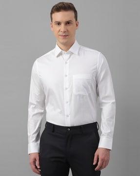 men ribbed slim fit shirt with patch pocket