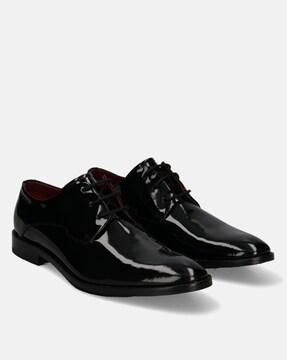 men rico flex black patent leather formal derby shoes
