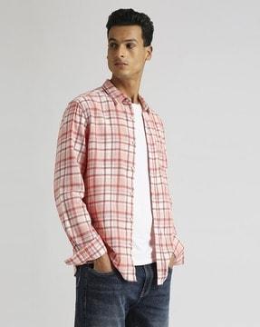 men robert checked regular fit shirt