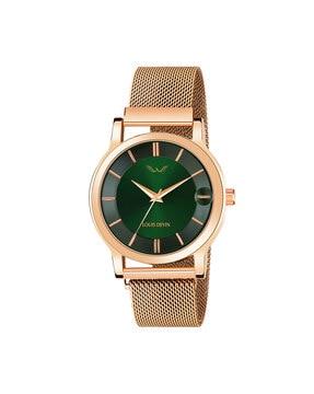 men rose-gold plated analogue watch-ld-rg067-grn-ch