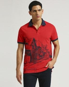 men ross placement print polo t-shirt