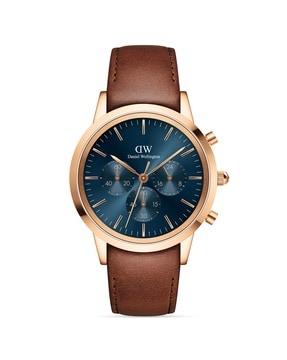 men round dial leather analogue watch- dw00100639k