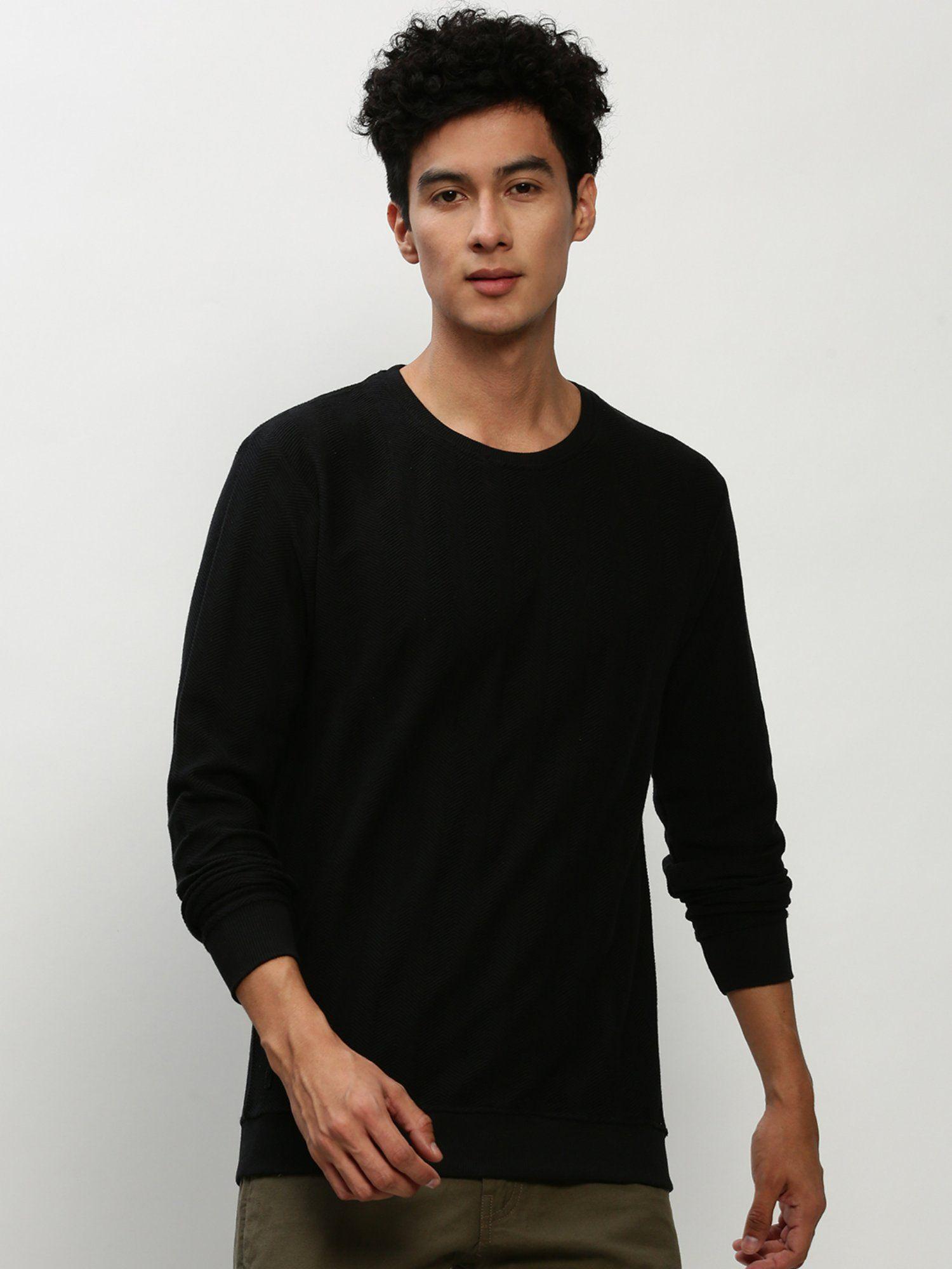 men round neck chevron black sweatshirt