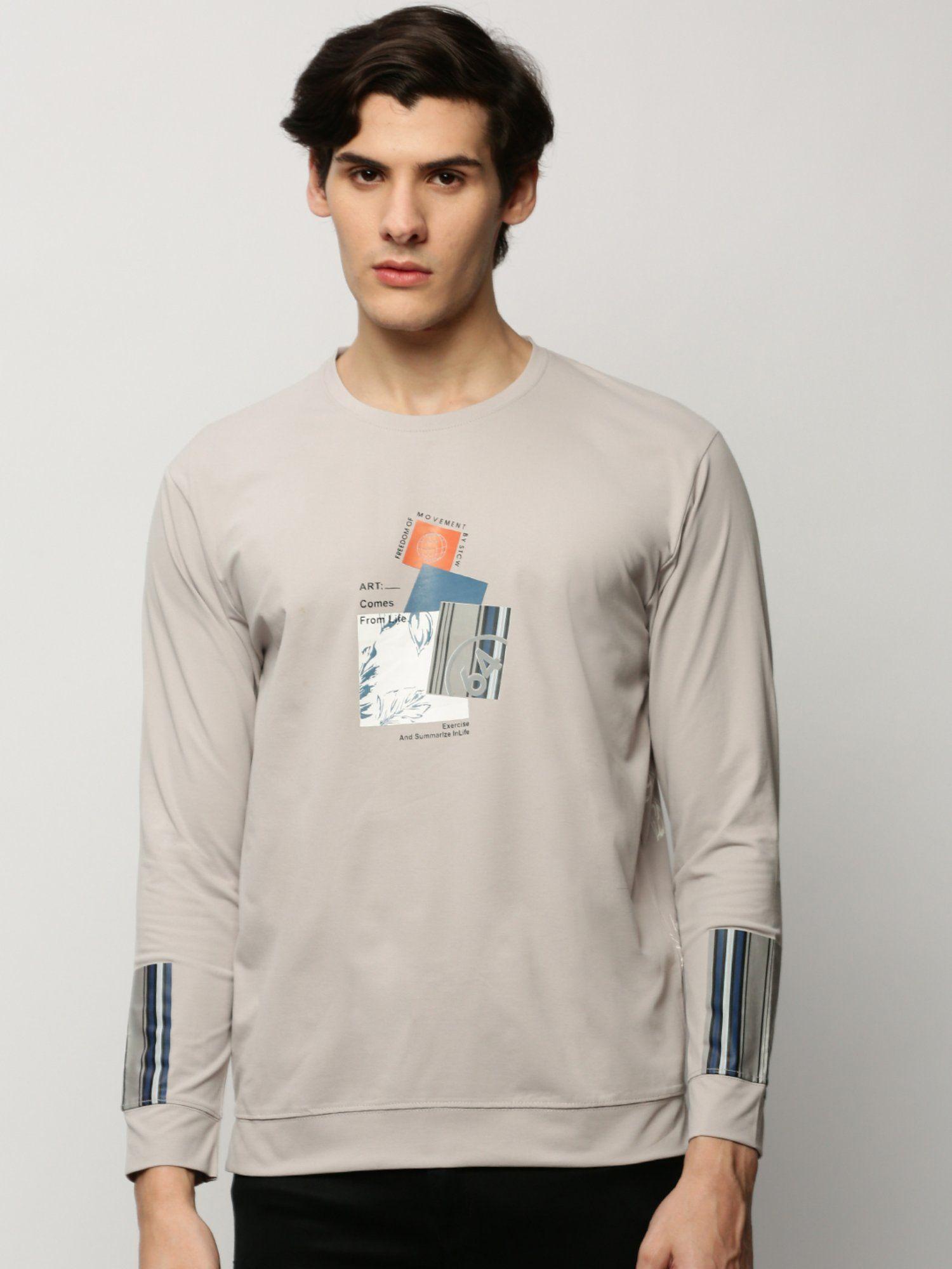 men round neck graphic grey sweatshirt