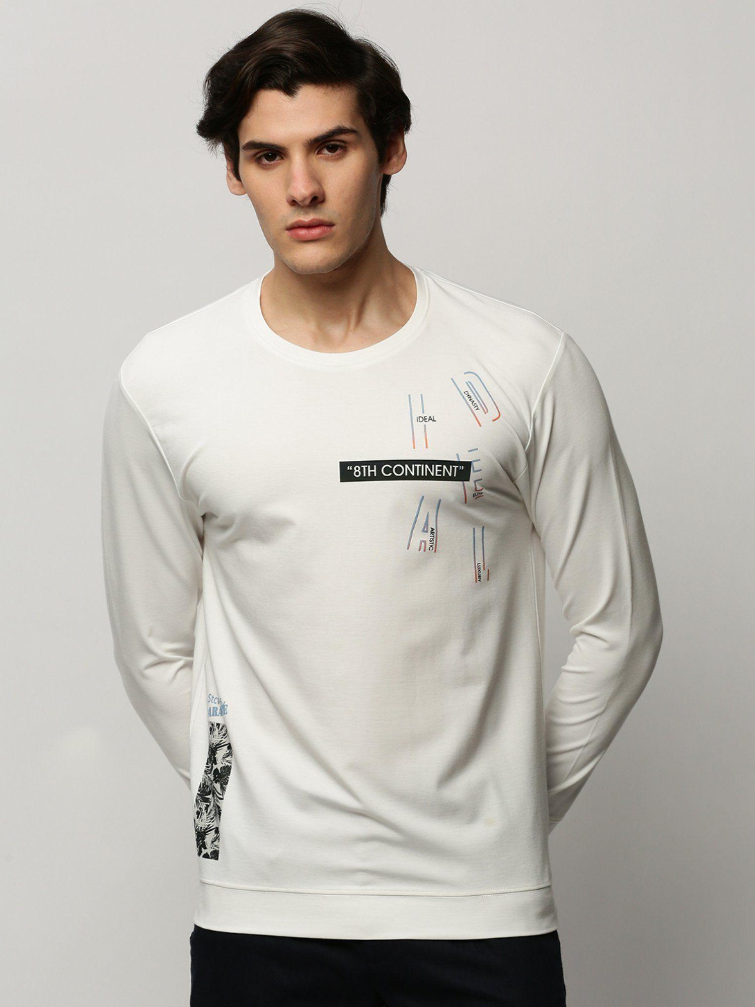 men round neck graphic white sweatshirt