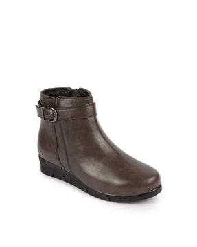 men round-toe ankle-length boots
