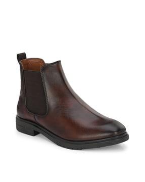 men round-toe ankle-length chelsea boots