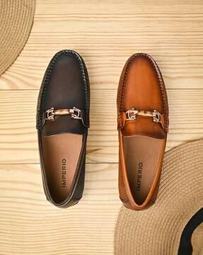 men round-toe bit loafers