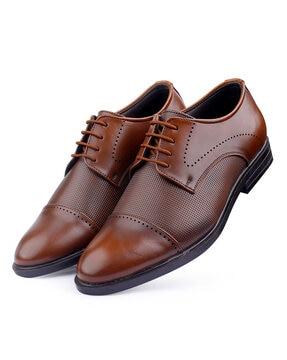 men round-toe formal lace-up shoes