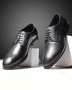 men round-toe formal lace-up shoes