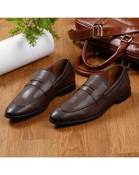 men round-toe formal slip-on shoes