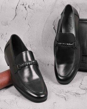 men round-toe formal slip-on shoes