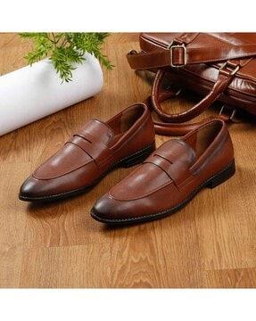 men round-toe formal slip-on shoes