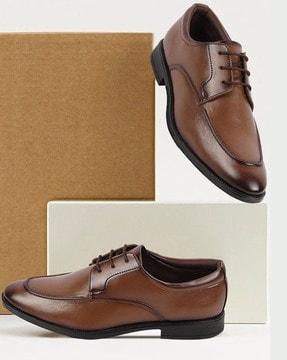 men round-toe lace-up derbys