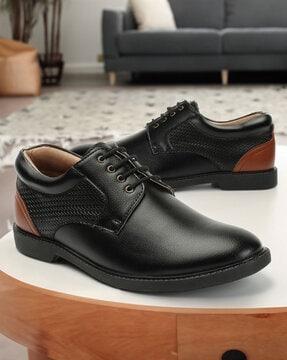 men round-toe lace-up shoes