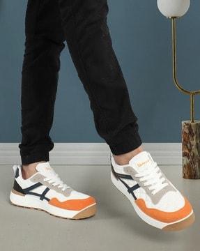 men round-toe lace-up sneakers