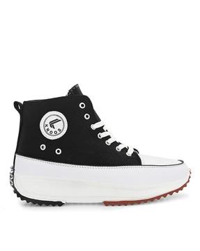 men round-toe lace-up sneakers