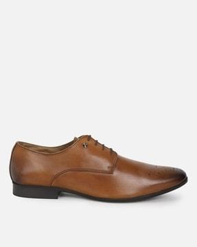 men round-toe leather derbys