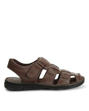 men round-toe multi-strap sandals