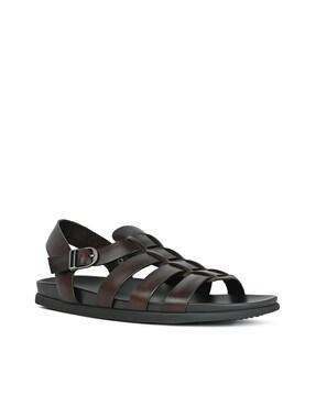 men round-toe sandals with buckle fastening